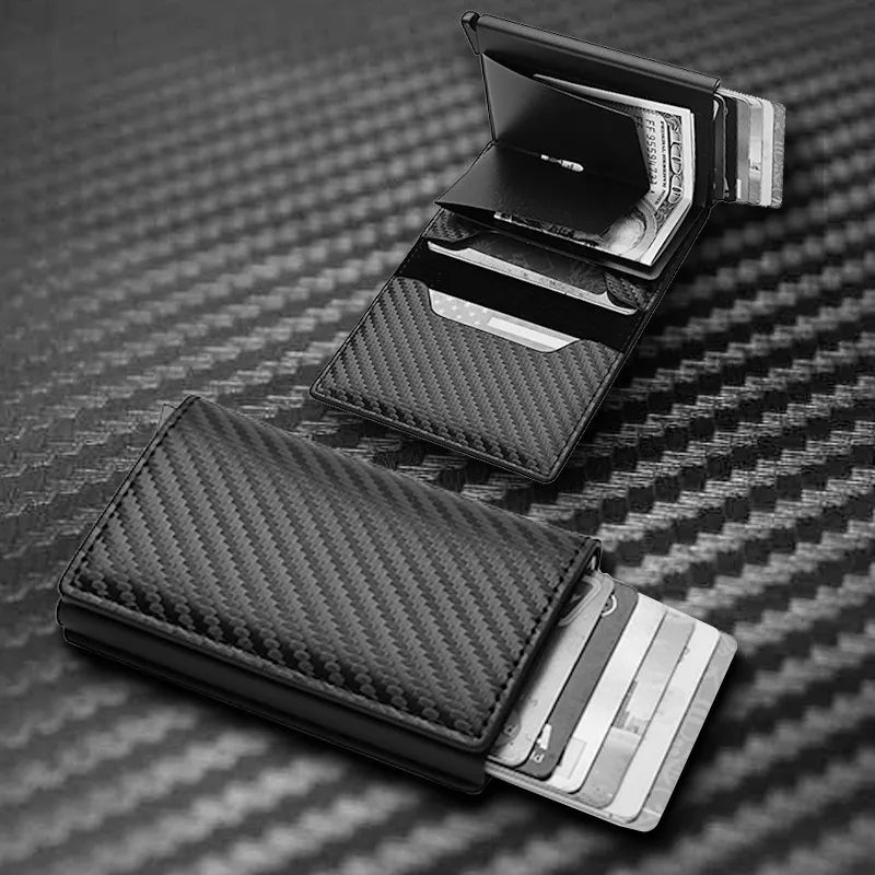 RFID Black Magic Trifold Leather Slim Mini Wallet
