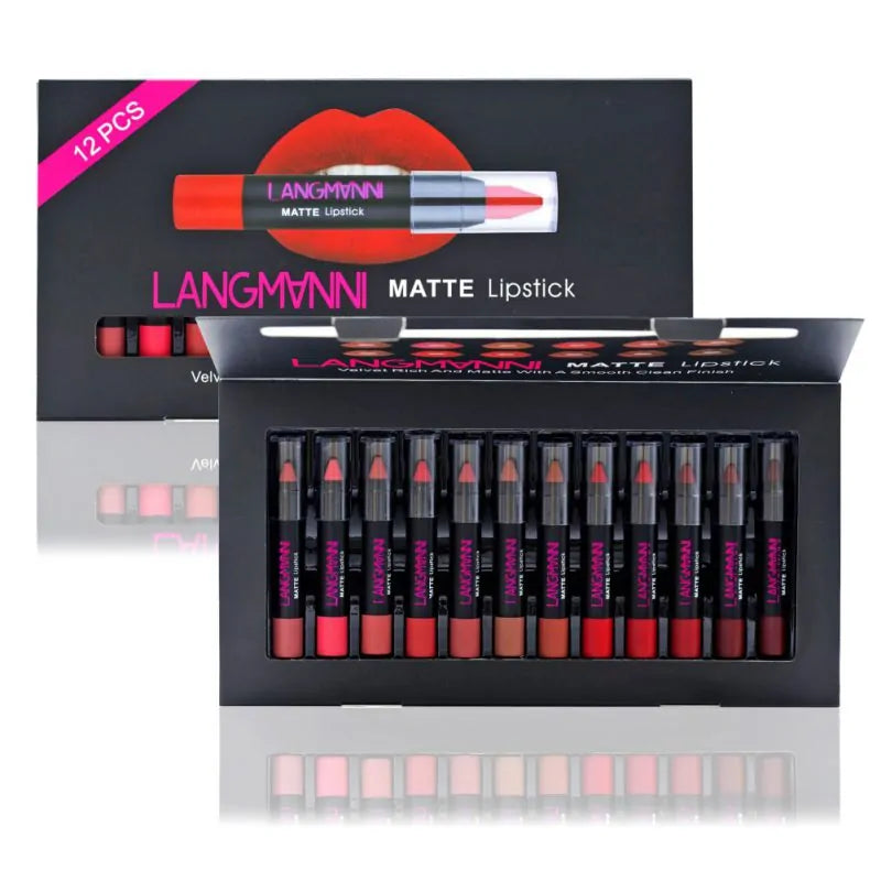 langmanni 12-Pieces Sexy Matte Lipstick