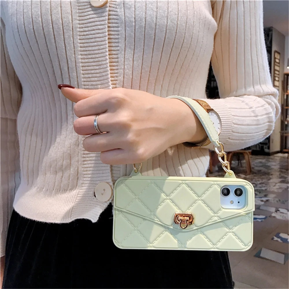 Chain Handbag Card Slot Wallet Case For iPhone